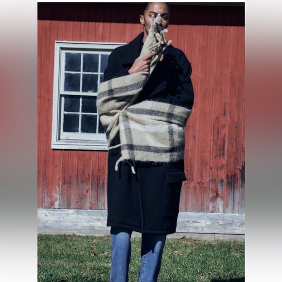 Zara PLAID SCARF WITH FRINGES - Picture 8 of 10